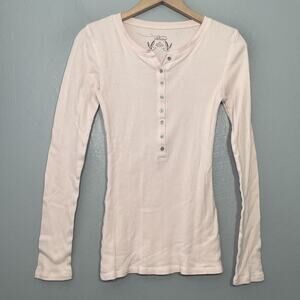 Old Navy Perfect Fit Size M Pink Ribbed Knit Henley Shirt Y2K Bella Swan Elena